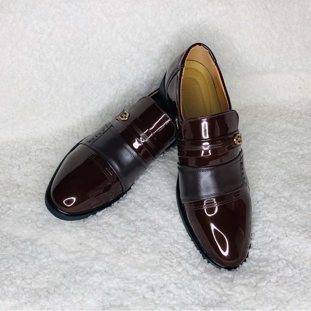 Fajia Formal Luxury Shoes For Men Flat Slip On Size 42   (9.5 usa)  Bronw